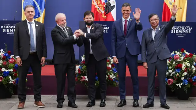 'Video thumbnail for Five nations meet in Chile to launch global alliance to defend democracy'