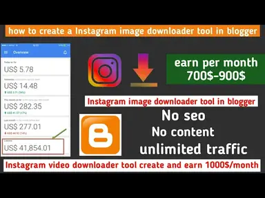 'Video thumbnail for How to create free Instagram image and videos downloader tool wabsait in blogger and earn1000$/month'