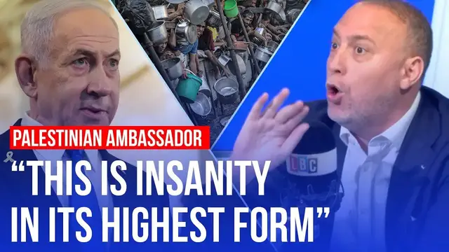'Video thumbnail for Palestinian Ambassador describes the 'campaign of extermination' continuing in Gaza | LBC'