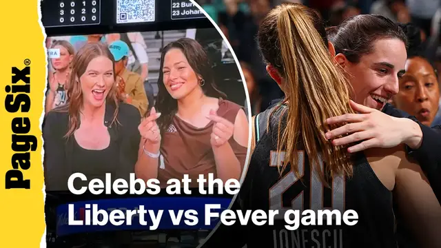 'Video thumbnail for See Caitlin Clark, Karlie Kloss, Ashley Graham & more at the New York Liberty vs Indiana Fever game'