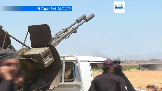 'Video thumbnail for At least 30 killed as Syrian government forces clash with Druze militias, Bedouin tribes'