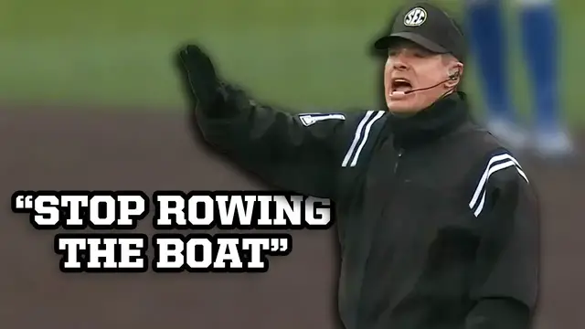 'Video thumbnail for Umpire ejects two Auburn players for pretending to row a boat, a breakdown'