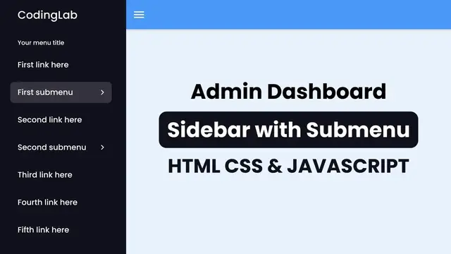 'Video thumbnail for Sidebar Menu in HTML CSS & JavaScript  Sidebar Dropdown Menu  Dashboard Sidebar'