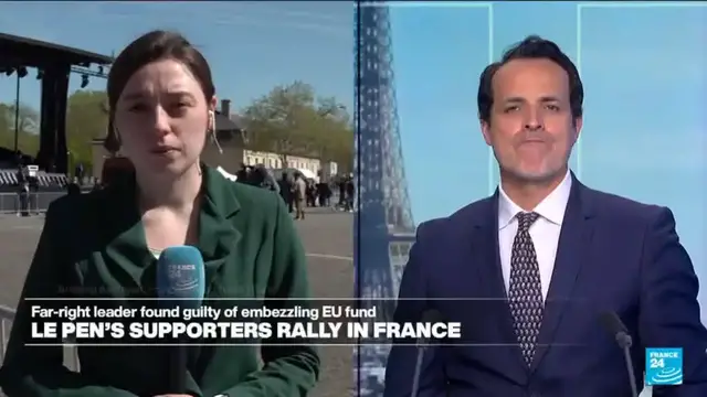'Video thumbnail for Le Pen’s supporters rally across France after far-right leader’s conviction'