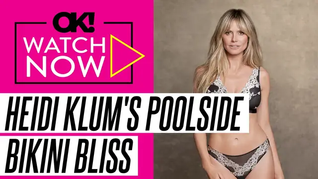 'Video thumbnail for Heidi Klum Stuns in Busty Blue Bikini as She Slurps Smoothie in Pool: Photo'