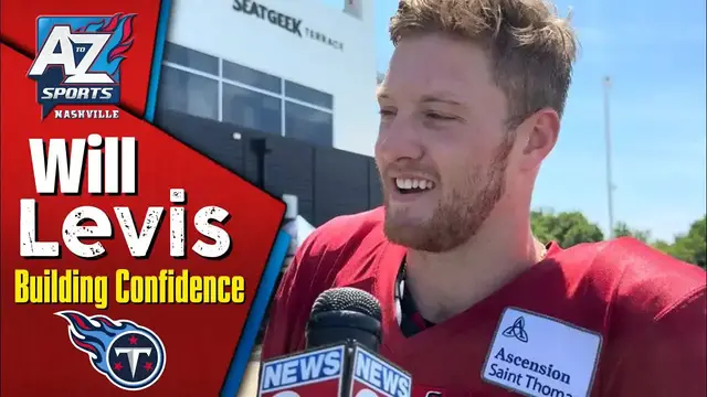 'Video thumbnail for Titans rookie QB Will Levis talks about his breakthrough day at training camp'
