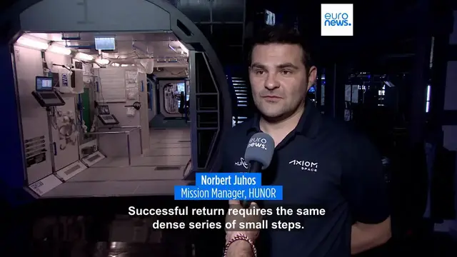 'Video thumbnail for Astronauts from Poland, Hungary and India head back to Earth ending first ISS mission'