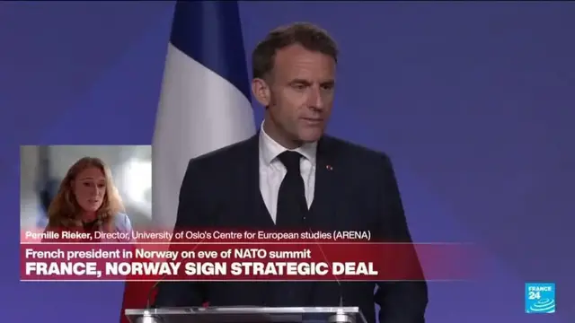 'Video thumbnail for Macron and Støre denounce 'illegal' US strikes on Iran, call for 'diplomatic solution''