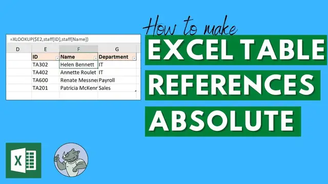 'Video thumbnail for Excel Tables - Absolute Column and Cell References'