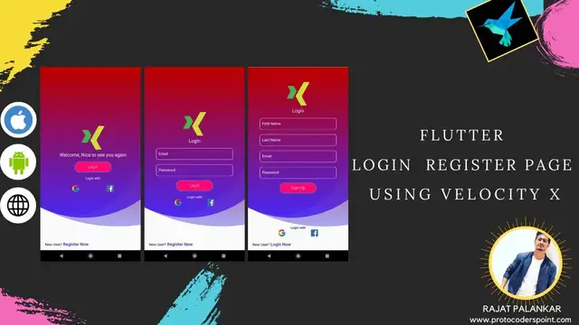 'Video thumbnail for Flutter login register page UI Design ( AdobeXD ) – Using Velocity X library @HelloCodepur'