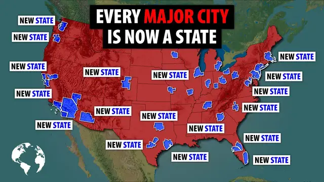 'Video thumbnail for 34 NEW STATES: Why Every Major U.S. City Should Be Its Own State, But Never Will Be'