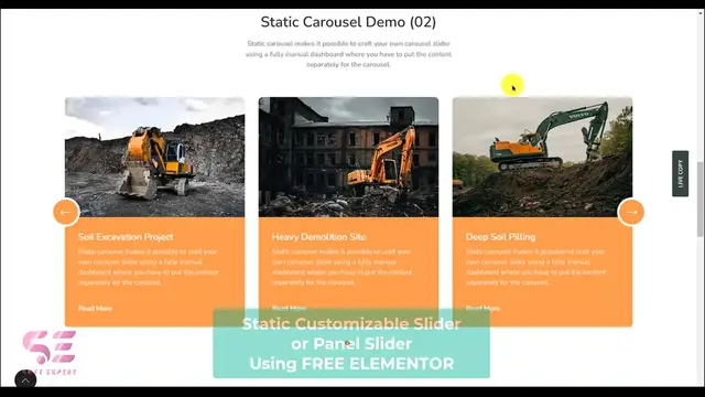 'Video thumbnail for How to make a Static Content Slider in Elementor For FREE - Card Carousel'