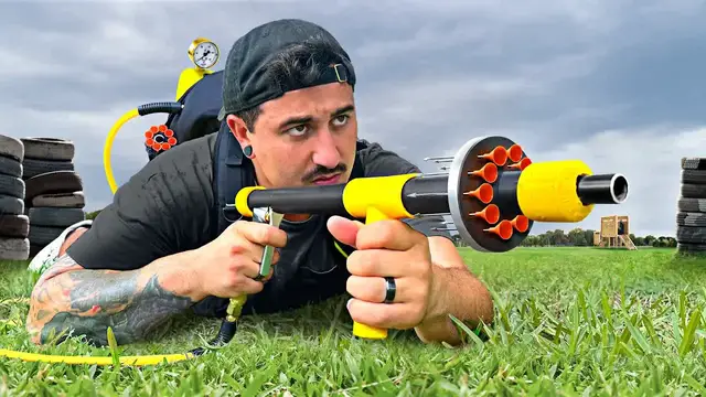 'Video thumbnail for jake carlini: builds a powerful dart blaster that shoots through anything! diy weapon build'