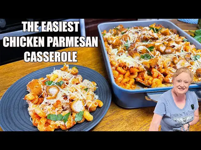'Video thumbnail for The Easiest CHICKEN PARMESAN PASTA CASSEROLE'