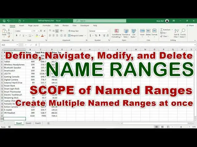 'Video thumbnail for Named Ranges in Excel: Understand Scope of Named Ranges - Create Multiple Named Ranges at once'