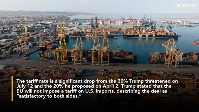 'Video thumbnail for Donald Trump Announces 15% Tariff Trade Agreement With EU, Ending Months Of Trade Uncertainty'