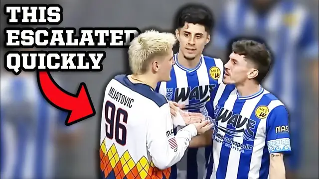 'Video thumbnail for Chaotic Arena Soccer League match ends with pushing and shoving, a breakdown'