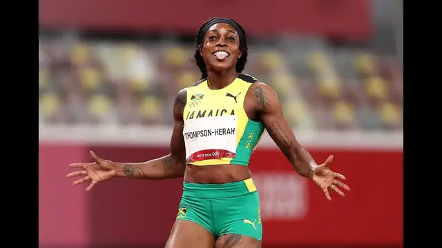 'Video thumbnail for Redefining Speed: Elaine Thompson-Herah Blazes to Victory in Spectacular 100m Run!'