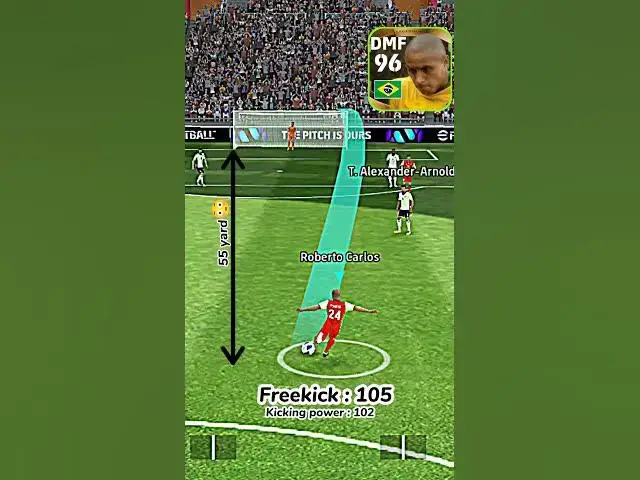'Video thumbnail for Impossible R.Carlos Free-kick🥶🚀 #efootball #pes #pes2021 #pesday #efootball2024mobile #mobile #world'