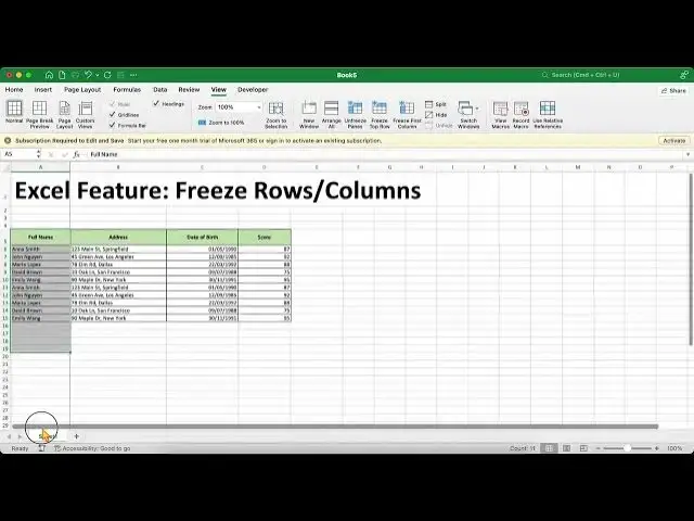 'Video thumbnail for Excel 365: Tính năng Excel: Đóng băng dòng/cột'