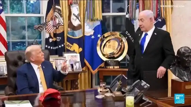 'Video thumbnail for Netanyahu and Trump prioritize Gaza hostages and Hamas ceasefire in US talks'
