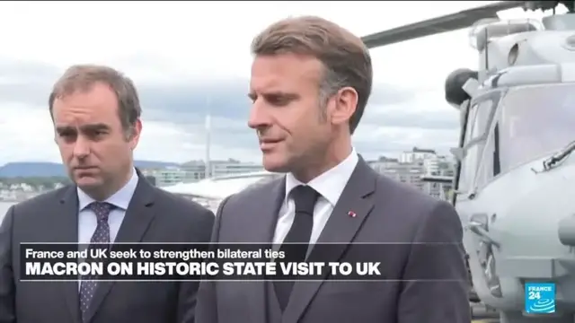 'Video thumbnail for King Charles hosts France's Macron in first European state visit since Brexit'