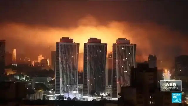'Video thumbnail for Russia hits Kyiv in heaviest aerial attack since war began'