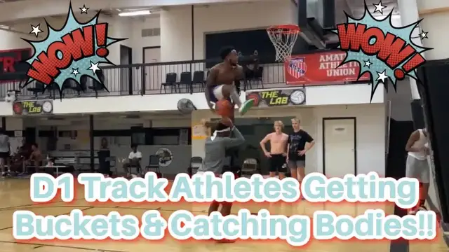 'Video thumbnail for D1 TRACK ATHLETES HOOP AT COLLEGE/PRO RUNS!! DUNKS ON DUNKS!'