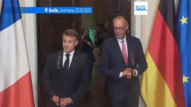 'Video thumbnail for Defence and tariffs top the agenda at Merz and Macron working dinner'