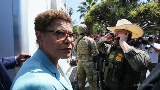 'Video thumbnail for LA Mayor Karen Bass confronts ICE in park raid: ‘They need to leave now’'