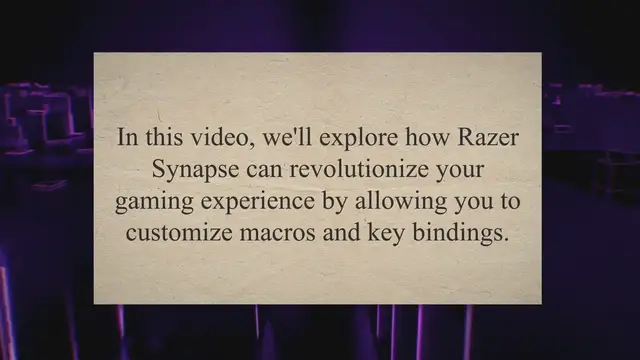 'Video thumbnail for Unlocking Gaming Efficiency: Customize Macros and Key Bindings with Razer Synapse for Ultimate Gameplay Personalization'