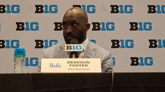 'Video thumbnail for UCLA Head Football Coach DeShaun Foster on Growth from Year 1 to Year 2 and the Bruins' RB Room'