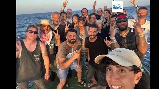 'Video thumbnail for Israel intercepts Gaza-bound activist boat Handala carrying humanitarian aid'
