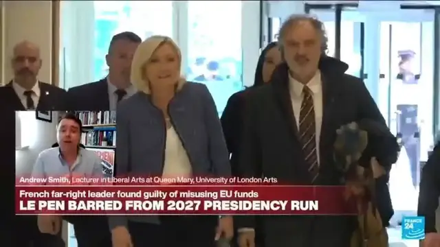 'Video thumbnail for Le Pen guilty of 'organised, optimised and systematised embezzlement of 4.6m euros of public funds''
