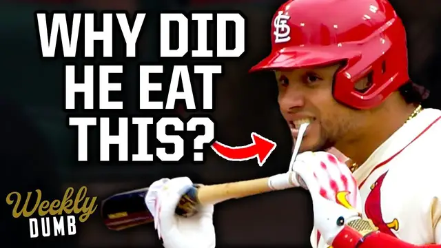 'Video thumbnail for Willson Contreras eats the tape off his bat & Ovechkin breaks Gretzky's goal record | Weekly Dumb'