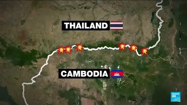 'Video thumbnail for Civilians flee Thai-Cambodia border zone as death toll rises'