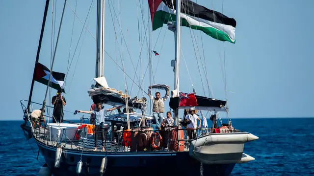 'Video thumbnail for Madleen Gaza flotilla: Ship carrying aid & activists nears coast, aims to break Israel's blockade'