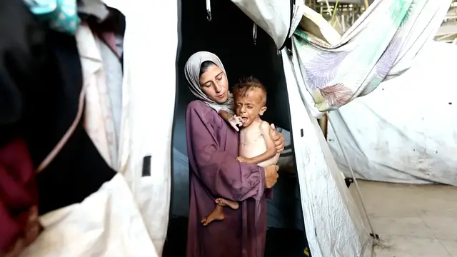 'Video thumbnail for Gaza families in despair as Israel starves their children'