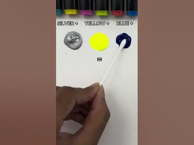 'Video thumbnail for Color mixing recipe | Silver, blue and yellow | ASMR #colormixing #colormixingvideo #colormix   #art'