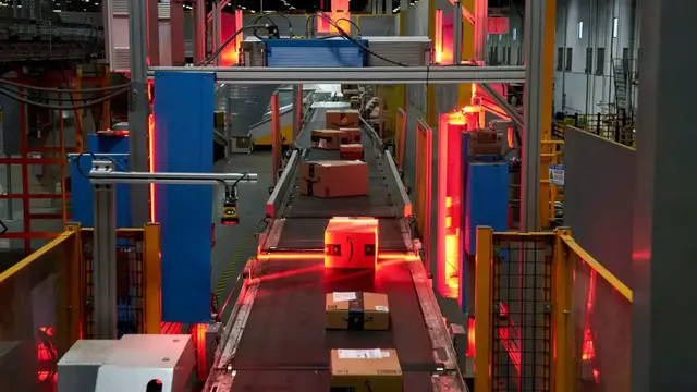 'Video thumbnail for Meet the Amazon engineers testing warehouse robots for hiccups'