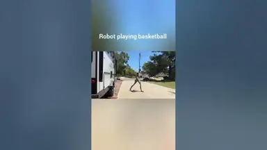 'Video thumbnail for I'm not sure if I should be impressed or scared by this robot's #basketball skills! #robot'