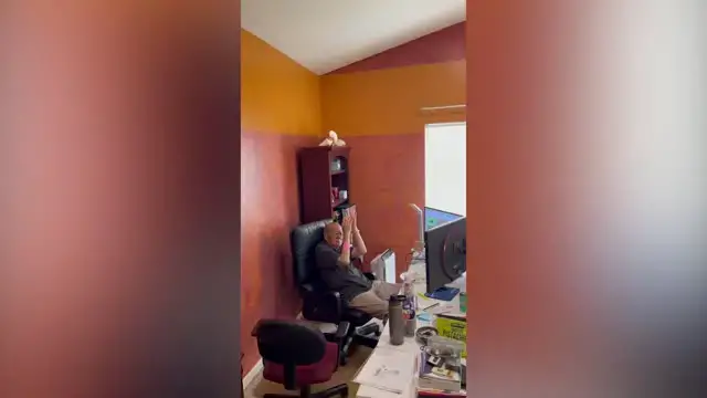 'Video thumbnail for Dad Can't Believe His Eyes As Daughter He Hasn't Seen In 18 Months Walks Through Door | Happily TV'