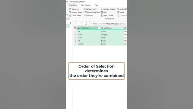 'Video thumbnail for EASILY Merge Columns in Excel with Power Query #shorts'