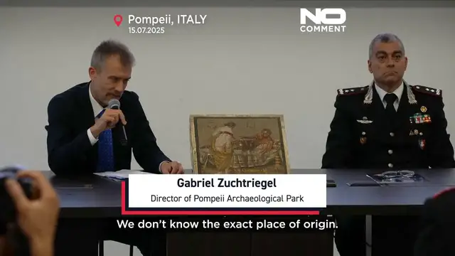 'Video thumbnail for Stolen Roman mosaic with erotic motif returned to Pompeii after WWII'