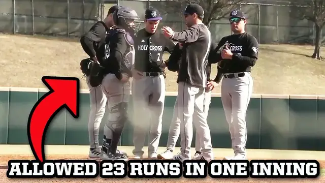 'Video thumbnail for Small ball helps George Mason score NCAA-record 23 runs in one inning vs. Holy Cross, a breakdown'