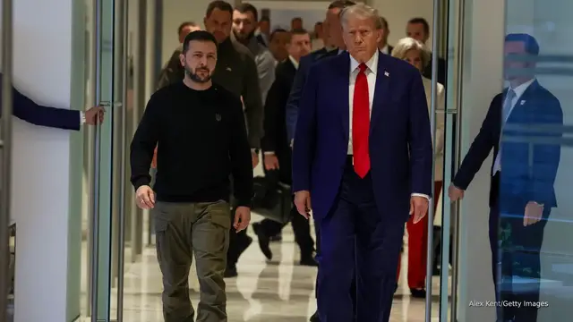 'Video thumbnail for Trump pledges more arms for Ukraine as Putin relationship cools'