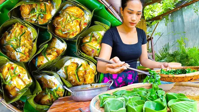 'Video thumbnail for Amazing Cambodian VILLAGE FOOD  Khmer AMOK + Coca-Cola Chicken with @ThydaCookingTV'