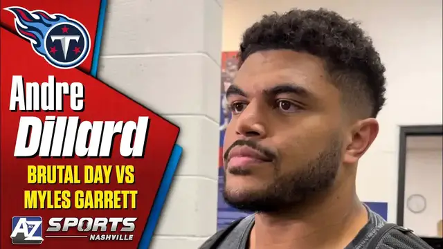 'Video thumbnail for Titans LT Andre Dillard talks about the advice Myles Garrett gave him postgame'
