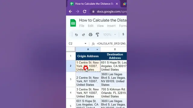 'Video thumbnail for Calculate the Distance Between Two Addresses in Google Sheets'