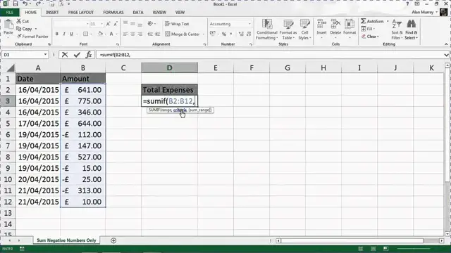 'Video thumbnail for Sum Negative Numbers Only in Excel'